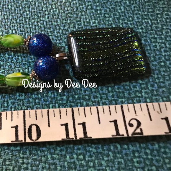 Navy & Forest Fused Glass Pendant Necklace Set - Picture 5 of 5